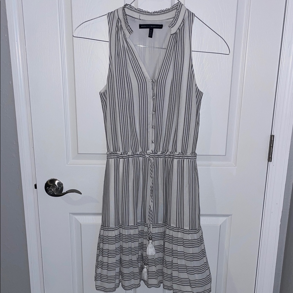 White House Black Market Black and White Striped Midi Dress